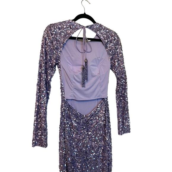 Sherri Hill 53447 Long Sleeve Sequin Prom/Pageant Dress- Lilac - Picture 5 of 10